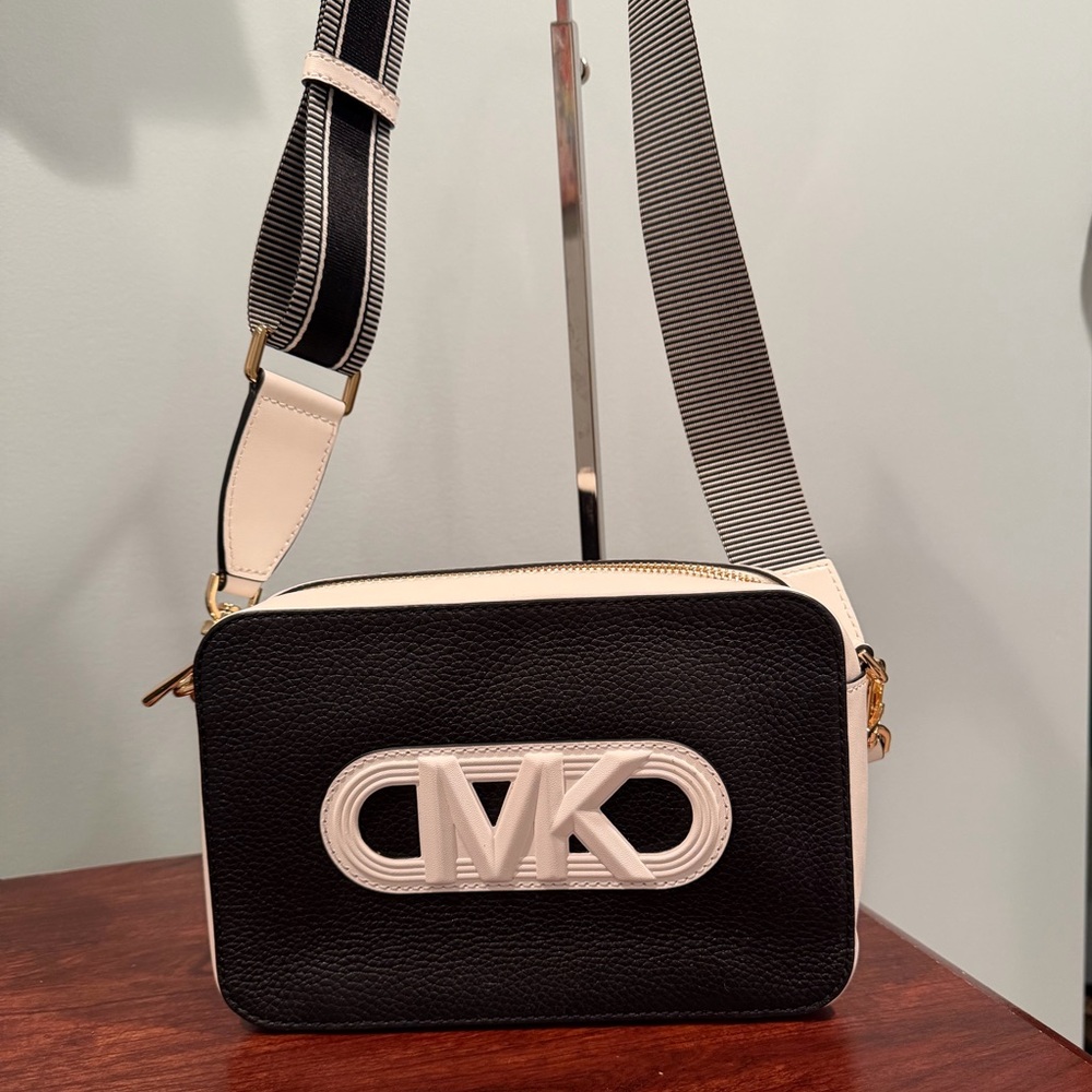 EUC - Michael Kors Black & White MK Logo Crossbody Bag